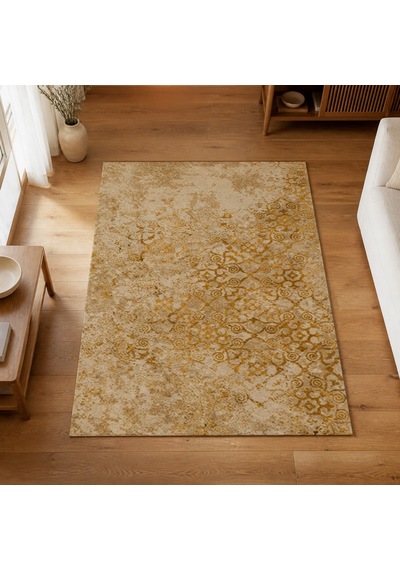 Kartela Halı Vera Halı Kaymaz Taban Makinede Yıkanabilir Halı Hardal Sarısı - 60 X 90 Cm
