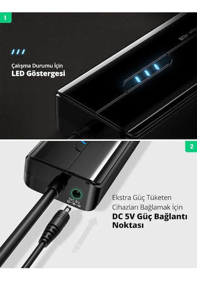 Ugreen Usb 3.0 Gigabit Ethernet Rj45 Dönüştürücü 3 Port Hub Usb Çoklayıcı, 20265