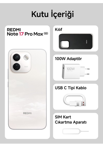 Xiaomi Redmi Note 17 Pro Max 5G 8 GB 256 GB (Xiaomi Türkiye Garantili) Beyaz 256 GB