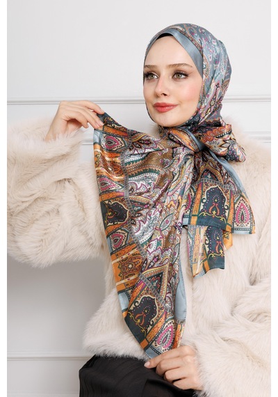 Sevitli Hint İpeği Şal-hardal-4546