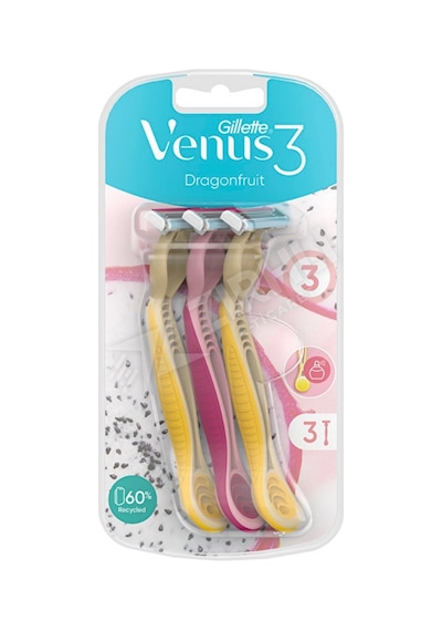 4 Adet Gillette Venus 3 Bıçak Dragonfruit Tıraş Bıçağı 3'lü Poşet