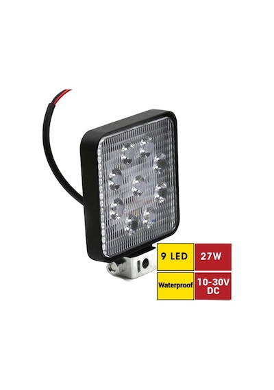 Carub Çalışma Lambası 10-30v 27w Off Road 9 Led Kare Siyah