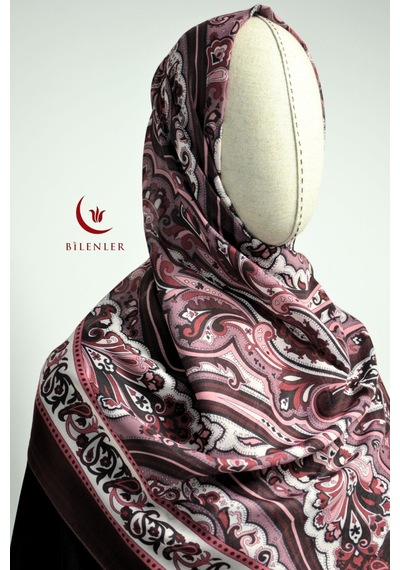 Bilenler Etnik Desenli Pamuklu Şal 70x190 Cm Bordo