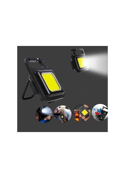 Anahtarlık Şeklinde Metal Kasa Cob Kare Fener Kamp &amp Outdoor Suya Dayanıklı Mini Cob Led Işıldak, Type C Çok Renkli