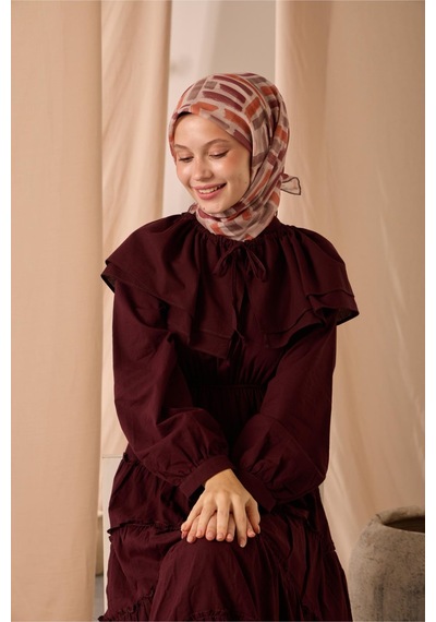 Silk Home Soft Eşarp 73096-15 Pudra, Turuncu, Koyu Vizon, Bordo