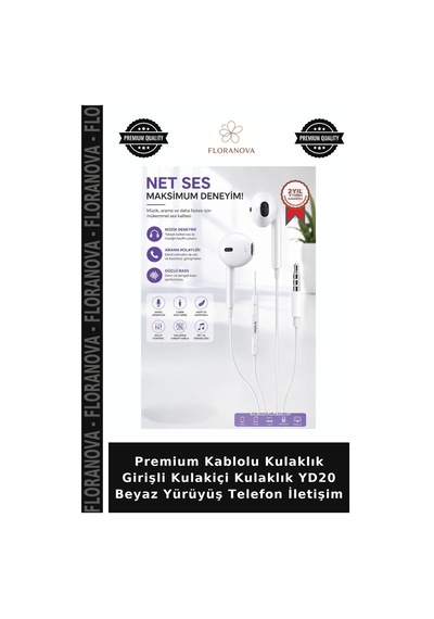 Premium Kablolu Kulaklık Girişli Kulakiçi Kulaklık Yd20 Beyaz Yürüyüş Telefon İletişim