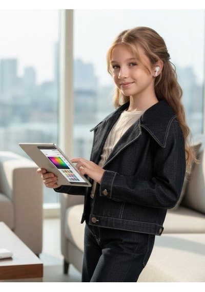 Zekids Kız Çocuk Modern Fit Denim Blazer Ceket-16397 Çok Renkli