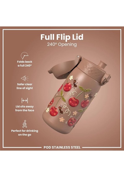 Paslanmaz Çelik Çocuk Suluk - Kirazlar - 400 Ml - Sızdırmaz