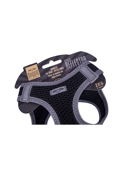 Doggie Havalı Dokuma Reflektör Serisi Küçük Irk Göğüs Tasması Siyah 2XS-26-30Cm Siyah