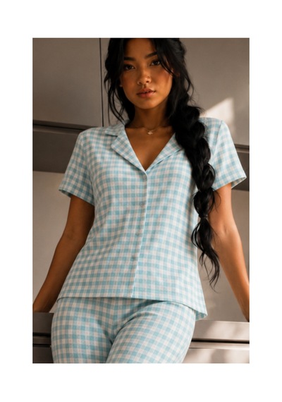 Fit Women Kadın Zarif Yaka Dokulu Ferah Su Yeşili Pijama Takımı