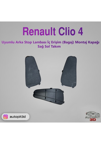 Renault Clio 4 Uyumlu Arka Stop Lambası İç Erişim Bagaj Montaj Kapağı Takımı Sağ + Sol