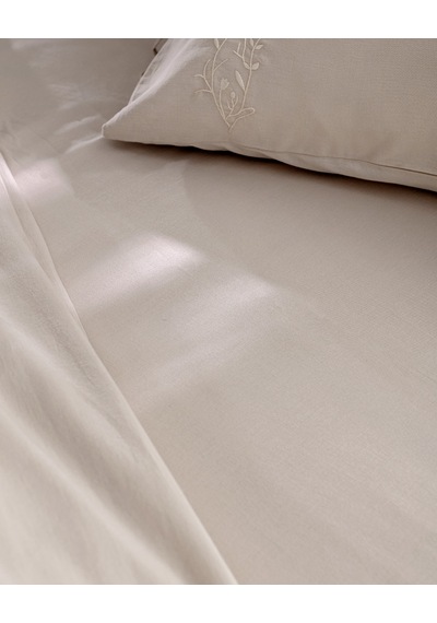 Madame Coco Loris King Size %100 Pamuk Nakışlı Nevresim Takımı - Bej Ekru