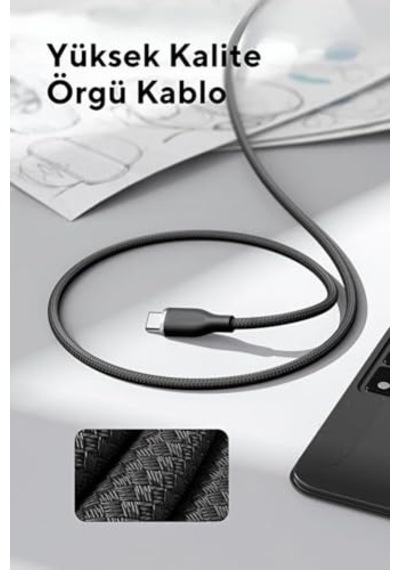 100w Type-c To Type-c Örgülü Hızlı Şarj Ve Veri Aktarım Kablosu / 1.2 Metre / 20v/5a Diğer