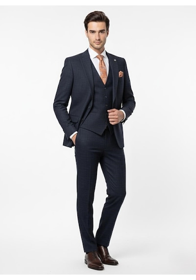 Presto Erkek 6 Drop U Yelekli Slim Takım Elbise Lacivert 787-200 Lacivert