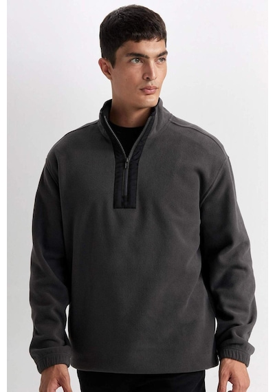 DeFacto Relax Fit Dik Yaka Fermuarlı Polar Sweatshirt D2688AX24AUAR9
