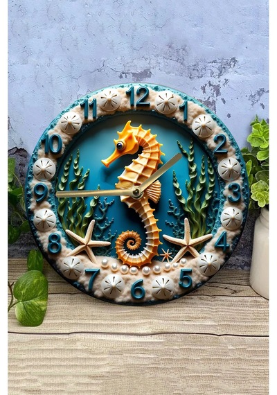 Denizatı Temalı 3d Görünümlü Mdf Duvar Saati Çift Katmanlı 33 Cm Sdw341 Renkli