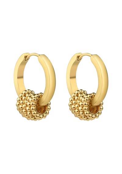 Gold Charm Detaylı Halka Küpe-395 Altın