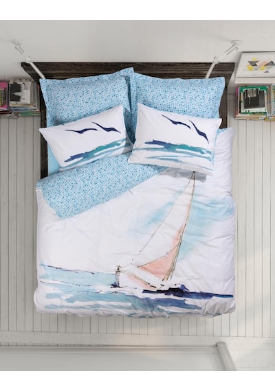 Cotton Box Maritime Çift Kişilik Nevresim Takımı Sail Mavi