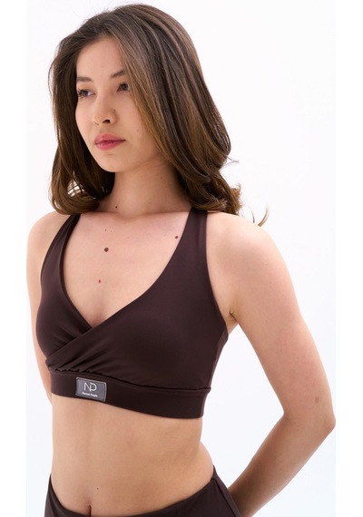 Normal People Runı - Spor Bra / Şeftali Dokulu Peach Skin Kumaş Kahve