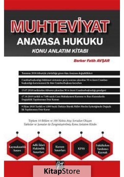 Muhteviyat Anayasa Hukuku Konu Anlatım Kitabı - Berker Fatih Avşar - Gazi Kitabevi
