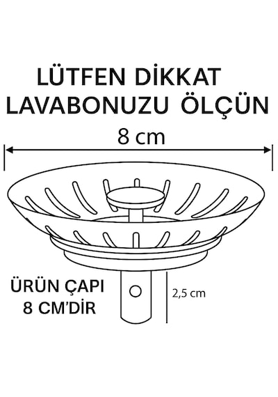 Çöpmak Mutfak Lavabo Sifon Gideri Paslanmaz Metal Tıpa Süzgeci 8