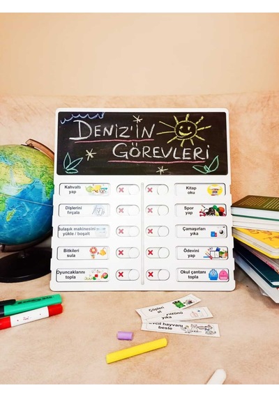 Çocuk Görev Tablosu Ahşap Eğitici Oyuncak - Montessori Günlük Rutin Çizelgesi