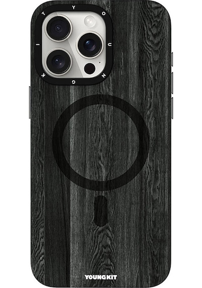 Youngkit Apple Uyumlu iPhone 15 Pro Max Kılıf Magsafe Şarj Özellikli Youngkit Ahşap Desenli Wood Forest Serisi