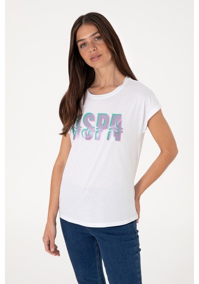 U.S. Polo Assn. Kadın Beyaz Bisiklet Yaka Tişört 50299764-VR013