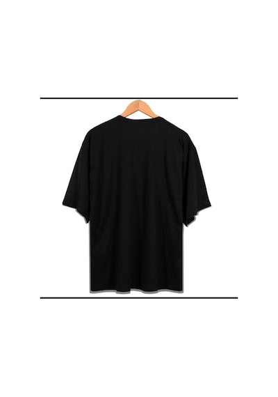 Flood Of Style Erkek Siyah Psych Fest Oversze Bisiklet Yaka Tshirt