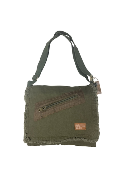 Old Cotton Cargo Vintage Salaş Orta Boy Unisex Günlük Çapraz Postacı Tablet Çantası M 32 Cm X 27 Cm Haki