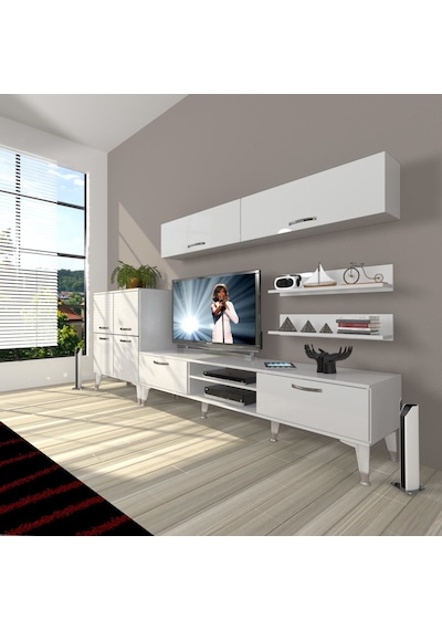 Decoraktiv Eko 6y Mdf Dvd Silver Tv Ünitesi Tv Sehpası - Parlak Beyaz