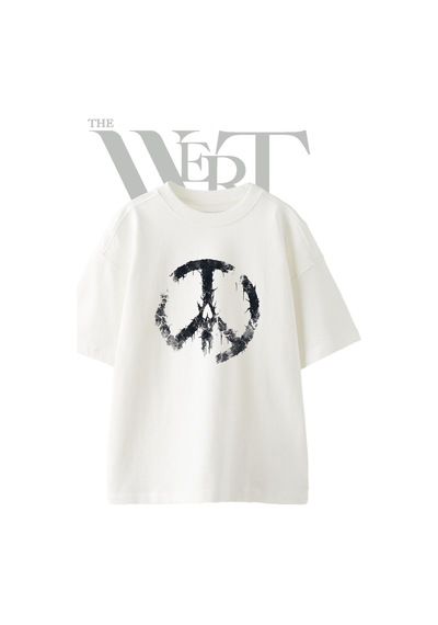 Thewert Peace Skull 1 Tasarım Baskılı Ünisex Beyaz Oversize T-shirt