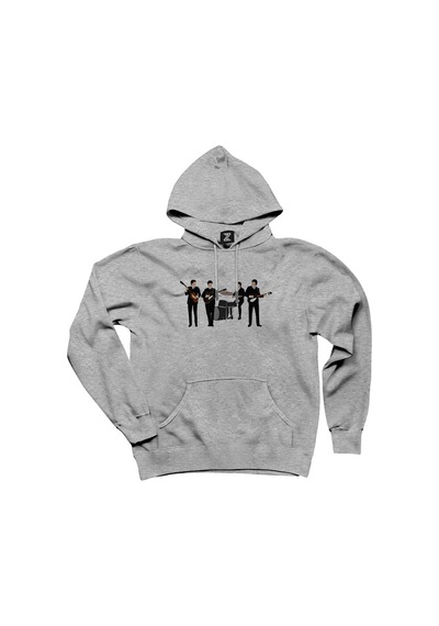 The Beatles Vintage Line Up Gri Kapşonlu Sweatshirt Hoodie Gri