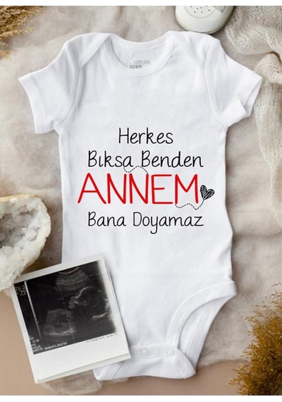 Tuğbababy Baby Annem Bana Doyamaz Baskılı Bebek Body Zıbın Kız Erkek Beyaz Tuğbababy Baby Annem Bana Doyamaz Baskılı Bebek Body Zıbın Kız Erkek Beyaz