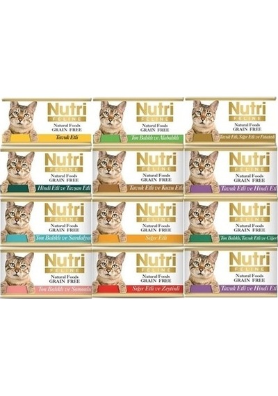 Nutri Feline Tahılsız Karışık Yaş Kedi Maması 12 X 70 Gr Özel Paket