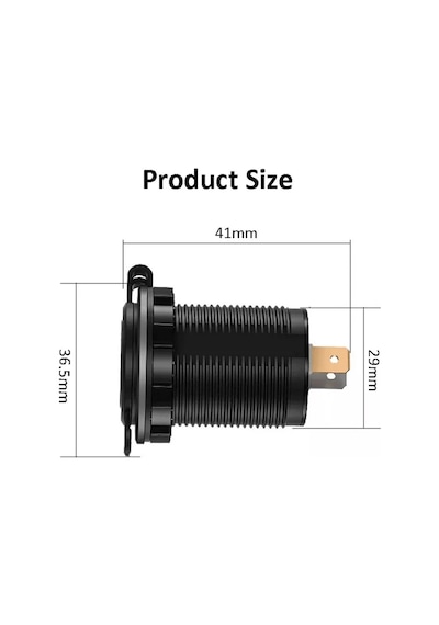 Pano Tip Araç Usb Şarj Giriş Söketi 8-32v, Çıkış 5v1a - 5v2a