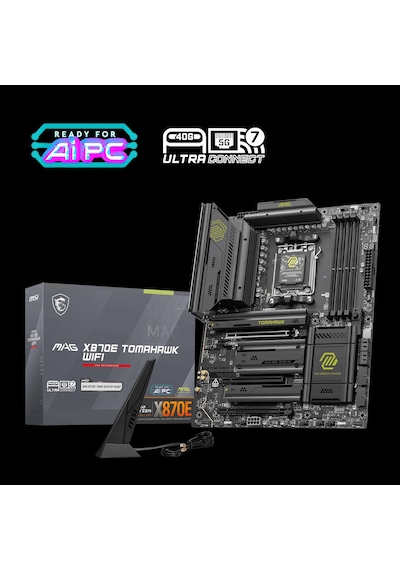 Msı Mag X870e Tomahawk Wıfı Am5 Ddr5 8400mhz Oc Usb4 4x M.2 Hdmı 2x Dp 5g Lan Wıfı 7 Rgb Atx