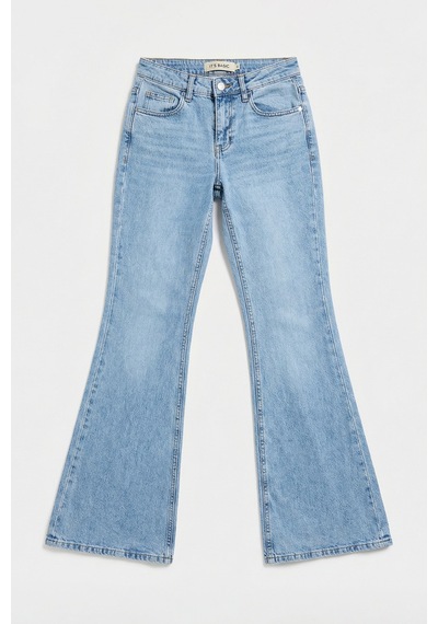 Itsbasic Kadın Ice 4s6-3 Mid Rise Flare Fit Esnek Kumaş Denim Jean Buz Mavi
