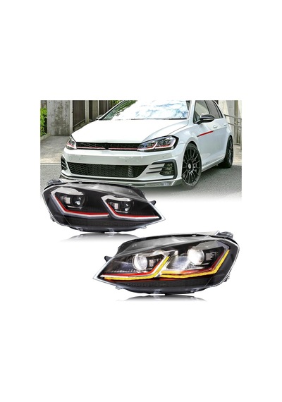 Volksvagen Golf 7.5 2018-2019 Kayar Sinyalli Kırmızı J Ön Far