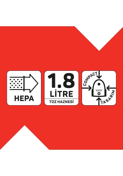Arzum AR4137 Focus Pro Cyclone 1.8 LT Toz Hazneli HEPA Filtreli Elektrikli Süpürgesi