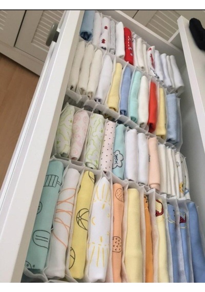 11 Gözlü Dolap-çekmece Içi Akordiyon Organizer 12x12x40cm Beyaz Diğer