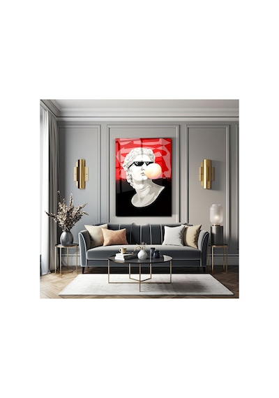 Michelangelo David Cam Tablo Gözlüklü Pop Art Duvar Dekoru Ev, Ofis Ve Genç Odası İçin Dekoratif Modern Tablo