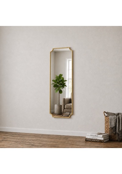 Modern Boy Aynası 40x120 Cm Minimalist Çerçeveli Dekoratif Duvar Aynası 2026 Trend Altın