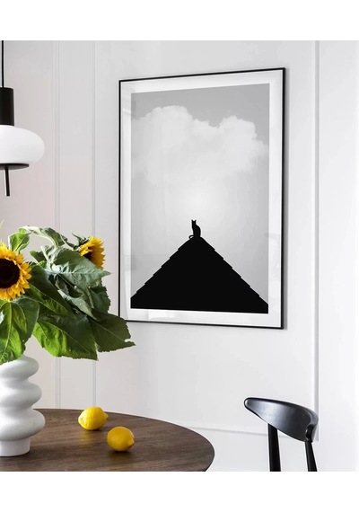 Çerçevesiz Poster Göğe Bakan Kedi