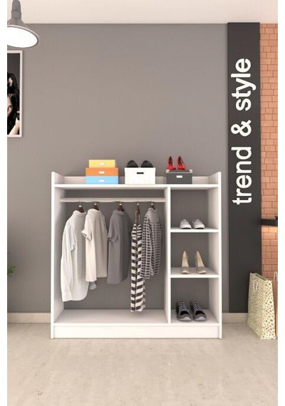 Pratik 3 Raflı Elbise Dolabı - Beyaz