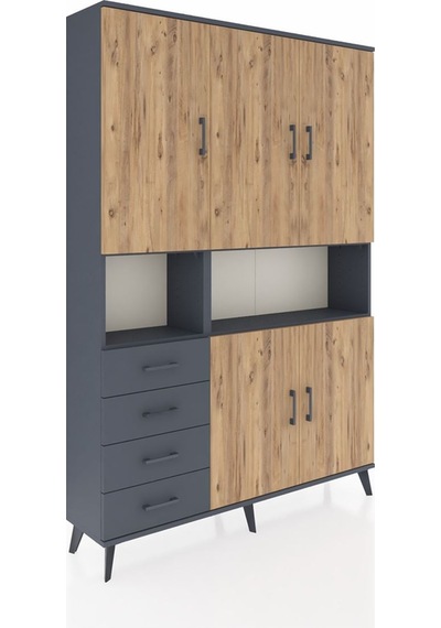 Arges Dolap 7 Raflı 4 Çekmeceli 5 Kapaklı 132x30x195 Antrasit... Antrasit