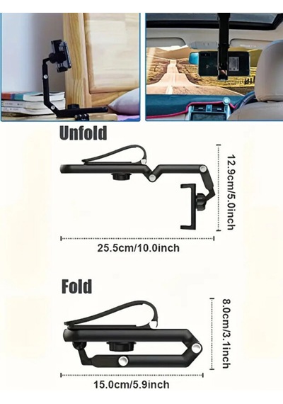 Multifonksiyonel Selfie Çubuklu Araç Güneşliğe Takılan Araç Içi Telefon Tutucu Tripod 1