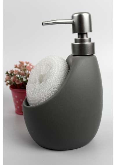Stonware Sıvı Sabunluk Gri Süngerlik Bölmeli 500ml