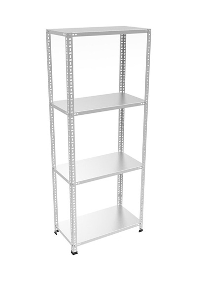 4 Katli Galvaniz Çelik Raf 31x75x150 Gümüş