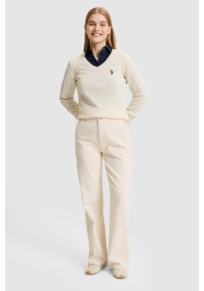 U.S. Polo Assn. Kadın Beyaz Basic Kazak 50327575-vr265 Fıldısı